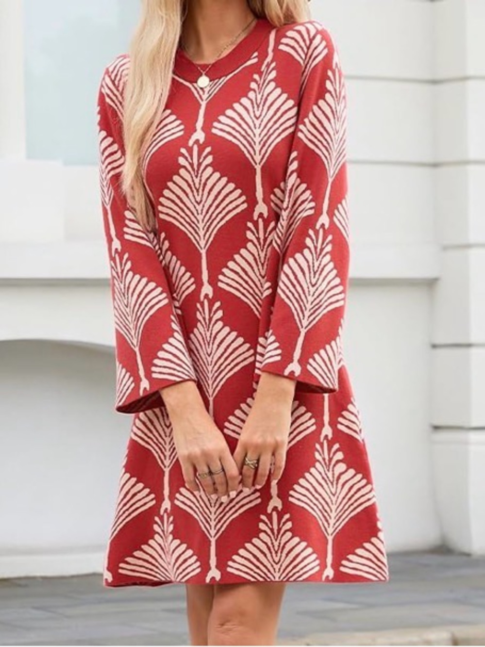 Jacquard Knit Sweater Dress
